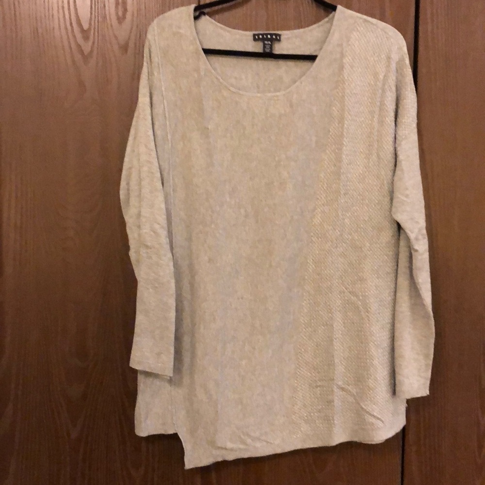 TRIBAL XL ASYMMETRICAL SOFT GREY LONG SLEEVE SWEATER COTTON/RAYON BLEND - #356